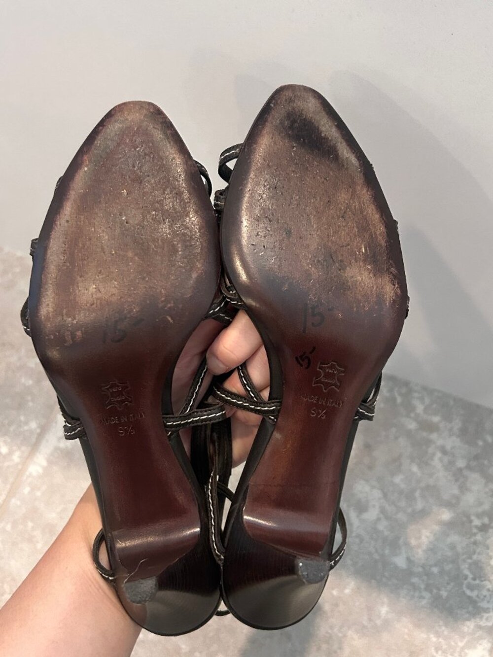 St. John Made In Italy Strappy Heels size 9.5 Brown - Picture 5 of 6